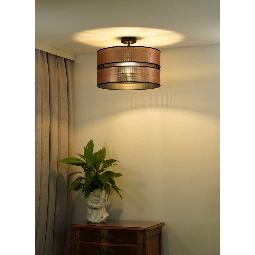 Duolla - Candeeiro integrado COPPER SHINY 1xE27/15W/230V diâmetro 40 cm cobre/preto