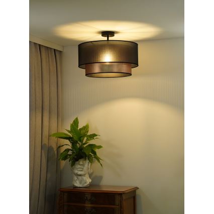 Duolla - Candeeiro integrado COPPER SHINY 1xE27/15W/230V diâmetro 45 cm castanho/cobre