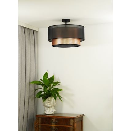 Duolla - Candeeiro integrado COPPER SHINY 1xE27/15W/230V diâmetro 45 cm castanho/cobre