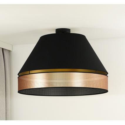 Duolla - Candeeiro integrado COPPER SHINY 1xE27/15W/230V diâmetro 60 cm preto/cobre