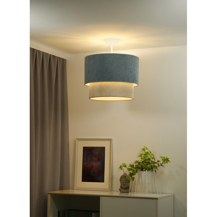 Duolla - Candeeiro integrado CORDUROY 1xE27/15W/230V diâmetro 40 cm azul/bege