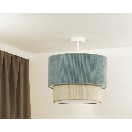 Duolla - Candeeiro integrado CORDUROY 1xE27/15W/230V diâmetro 40 cm azul/bege