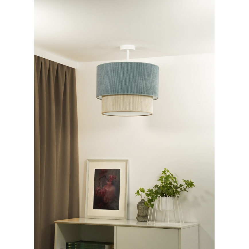 Duolla - Candeeiro integrado CORDUROY 1xE27/15W/230V diâmetro 40 cm azul/bege