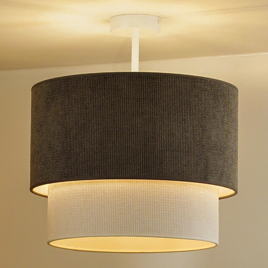 Duolla - Candeeiro integrado CORDUROY 1xE27/15W/230V diâmetro 40 cm castanho/creme