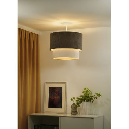 Duolla - Candeeiro integrado CORDUROY 1xE27/15W/230V diâmetro 40 cm castanho/creme