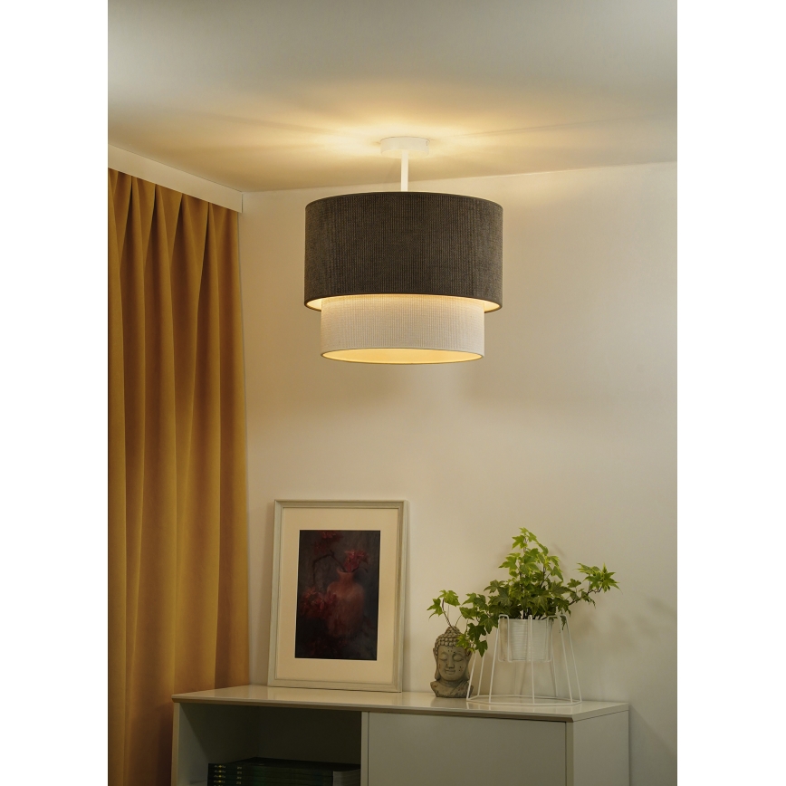 Duolla - Candeeiro integrado CORDUROY 1xE27/15W/230V diâmetro 40 cm castanho/creme
