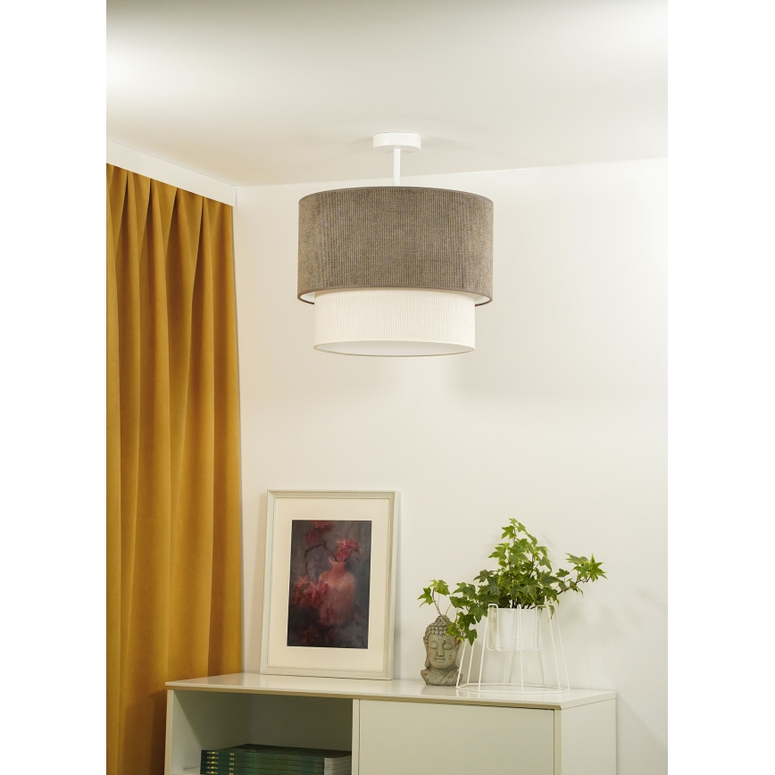 Duolla - Candeeiro integrado CORDUROY 1xE27/15W/230V diâmetro 40 cm castanho/creme