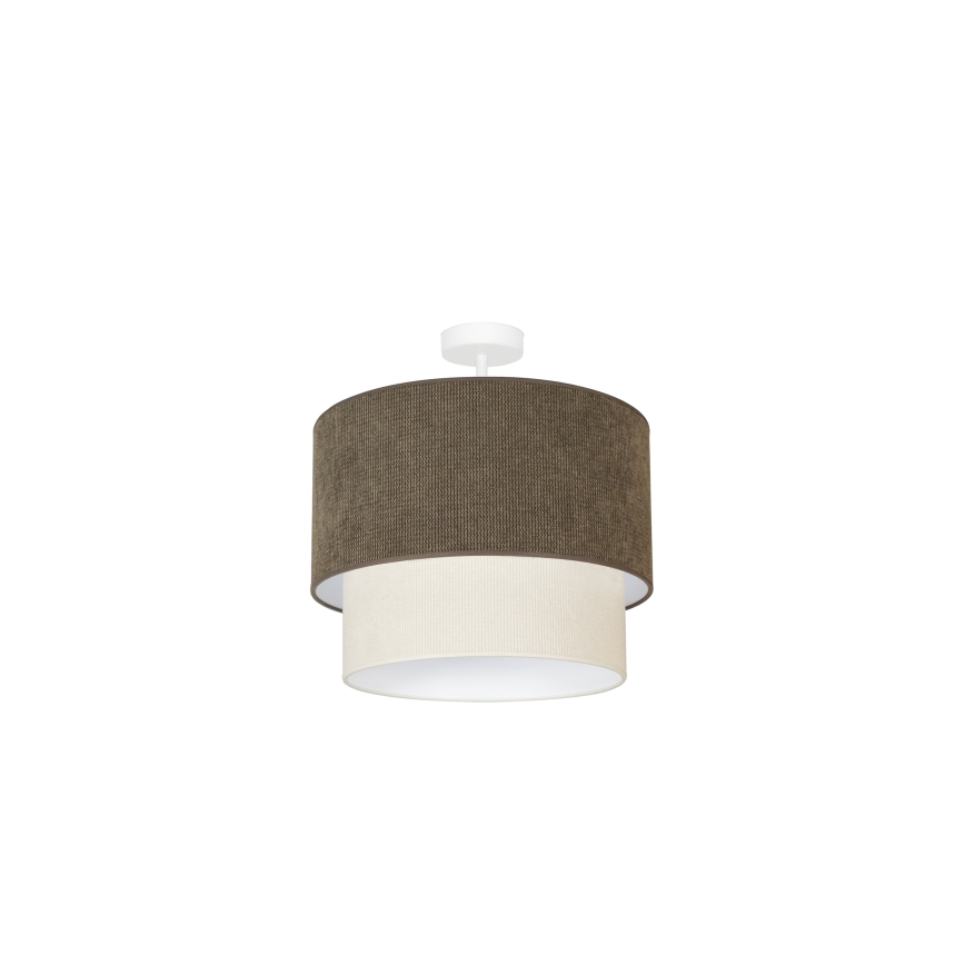 Duolla - Candeeiro integrado CORDUROY 1xE27/15W/230V diâmetro 40 cm castanho/creme