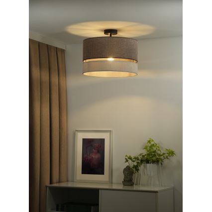 Duolla - Candeeiro integrado DOUBLE 1xE27/15W/230V diâmetro 40 cm castanho/cinzento