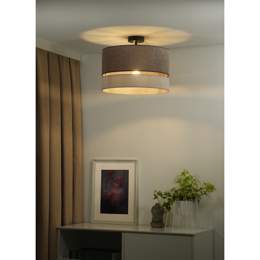Duolla - Candeeiro integrado DOUBLE 1xE27/15W/230V diâmetro 40 cm castanho/cinzento