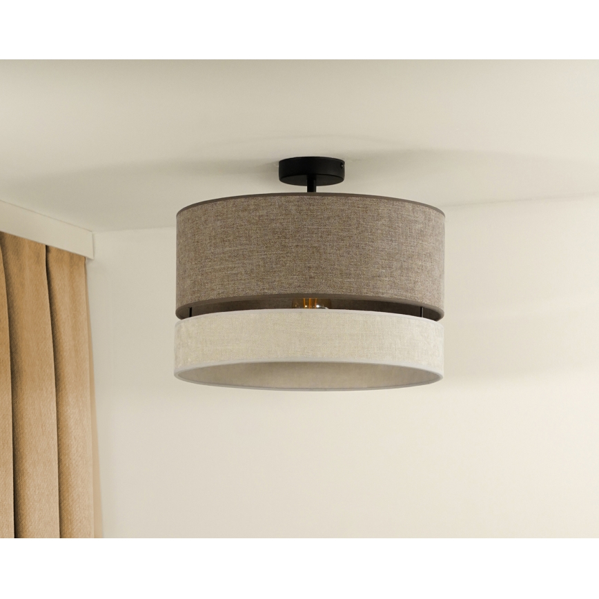 Duolla - Candeeiro integrado DOUBLE 1xE27/15W/230V diâmetro 40 cm castanho/cinzento