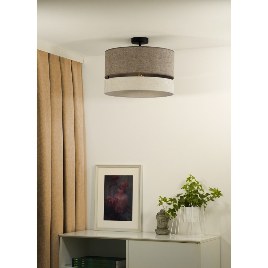 Duolla - Candeeiro integrado DOUBLE 1xE27/15W/230V diâmetro 40 cm castanho/cinzento