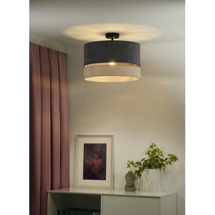 Duolla - Candeeiro integrado DOUBLE 1xE27/15W/230V diâmetro 40 cm cinzento