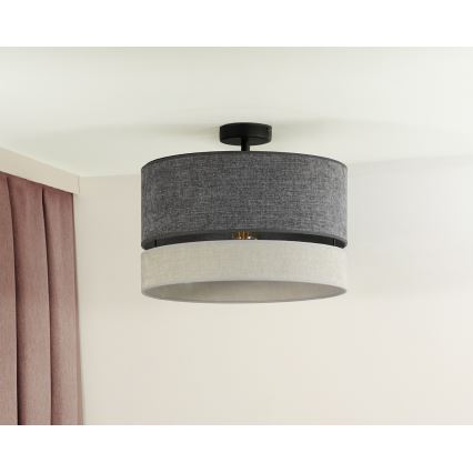 Duolla - Candeeiro integrado DOUBLE 1xE27/15W/230V diâmetro 40 cm cinzento