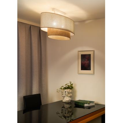 Duolla - Candeeiro integrado DOUBLE OVAL NATURE 2xE27/15W/230V creme/bege