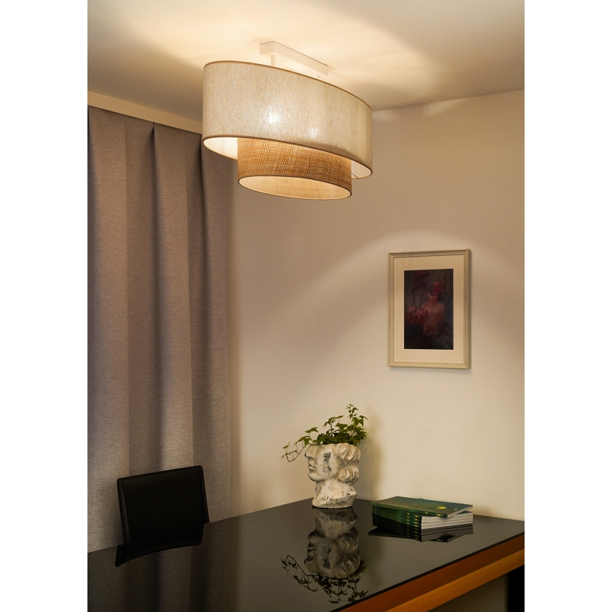 Duolla - Candeeiro integrado DOUBLE OVAL NATURE 2xE27/15W/230V creme/bege