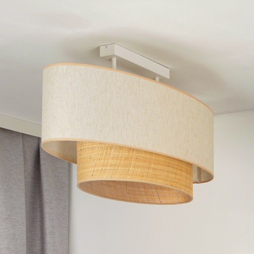 Duolla - Candeeiro integrado DOUBLE OVAL NATURE 2xE27/15W/230V creme/bege
