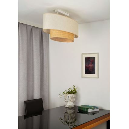 Duolla - Candeeiro integrado DOUBLE OVAL NATURE 2xE27/15W/230V creme/bege