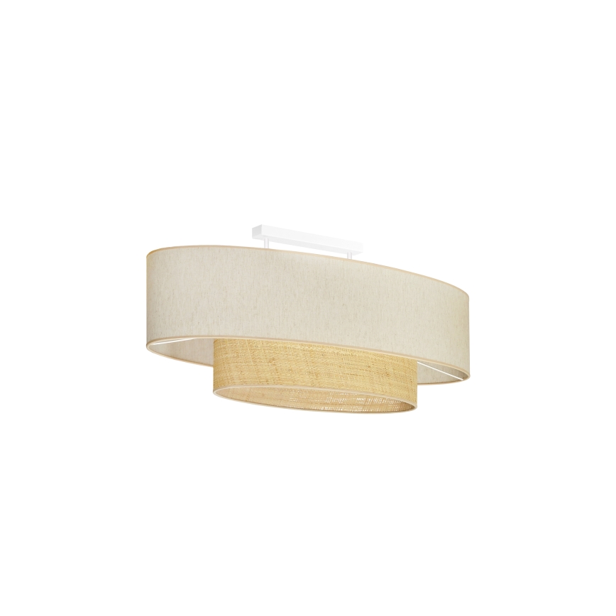 Duolla - Candeeiro integrado DOUBLE OVAL NATURE 2xE27/15W/230V creme/bege