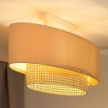 Duolla - Candeeiro integrado DOUBLE OVAL RATTAN 2xE27/15W/230V creme/vime