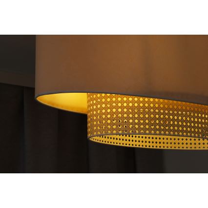 Duolla - Candeeiro integrado DOUBLE OVAL RATTAN 2xE27/15W/230V creme/vime