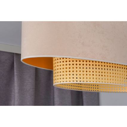 Duolla - Candeeiro integrado DOUBLE OVAL RATTAN 2xE27/15W/230V creme/vime