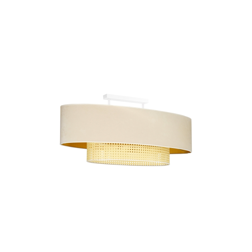 Duolla - Candeeiro integrado DOUBLE OVAL RATTAN 2xE27/15W/230V creme/vime