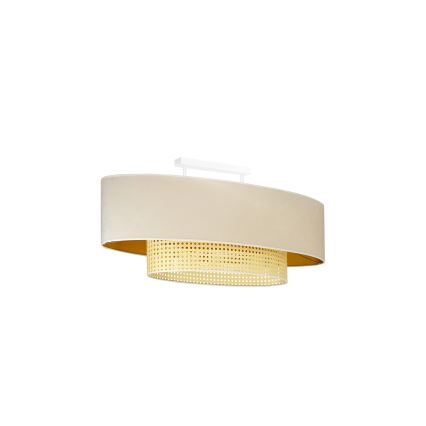 Duolla - Candeeiro integrado DOUBLE OVAL RATTAN 2xE27/15W/230V creme/vime