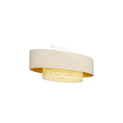 Duolla - Candeeiro integrado DOUBLE OVAL RATTAN 2xE27/15W/230V creme/vime