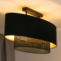 Duolla - Candeeiro integrado DOUBLE OVAL RATTAN 2xE27/15W/230V preto/vime