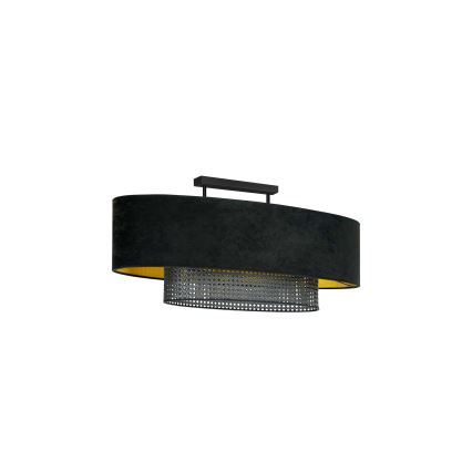Duolla - Candeeiro integrado DOUBLE OVAL RATTAN 2xE27/15W/230V preto/vime