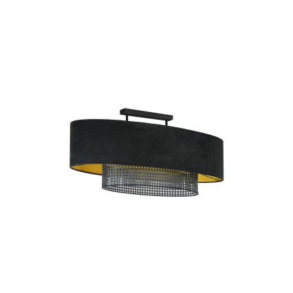 Duolla - Candeeiro integrado DOUBLE OVAL RATTAN 2xE27/15W/230V preto/vime