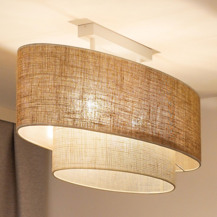 Duolla - Candeeiro integrado DOUBLE OVAL YUTE 2xE27/15W/230V castanho/creme