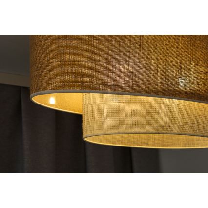 Duolla - Candeeiro integrado DOUBLE OVAL YUTE 2xE27/15W/230V castanho/creme