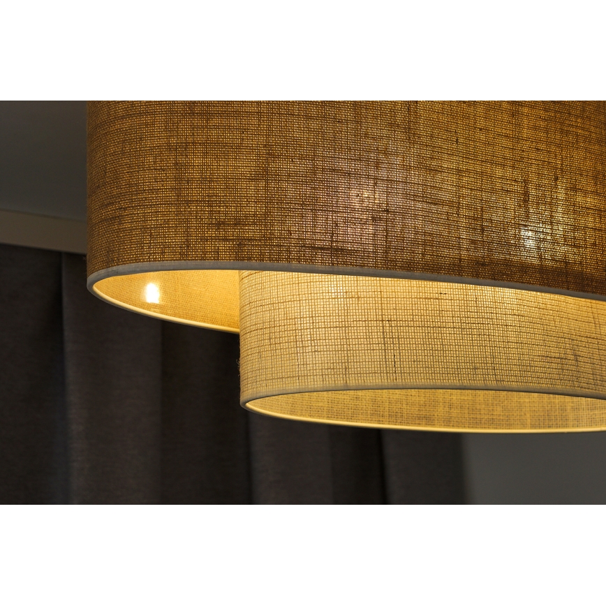 Duolla - Candeeiro integrado DOUBLE OVAL YUTE 2xE27/15W/230V castanho/creme
