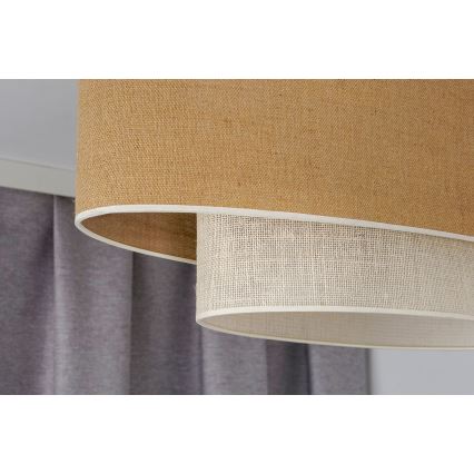 Duolla - Candeeiro integrado DOUBLE OVAL YUTE 2xE27/15W/230V castanho/creme