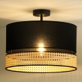 Duolla - Candeeiro integrado DOUBLE RATTAN 1xE27/15W/230V diâmetro 40 cm preto/bege