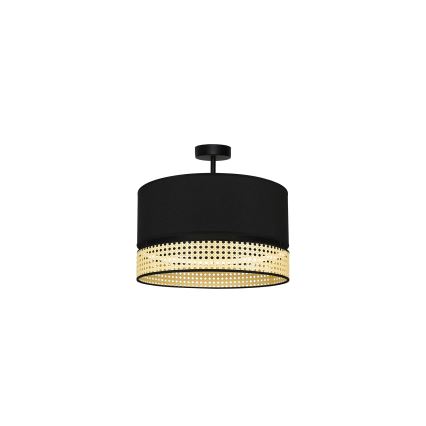 Duolla - Candeeiro integrado DOUBLE RATTAN 1xE27/15W/230V diâmetro 40 cm preto/bege