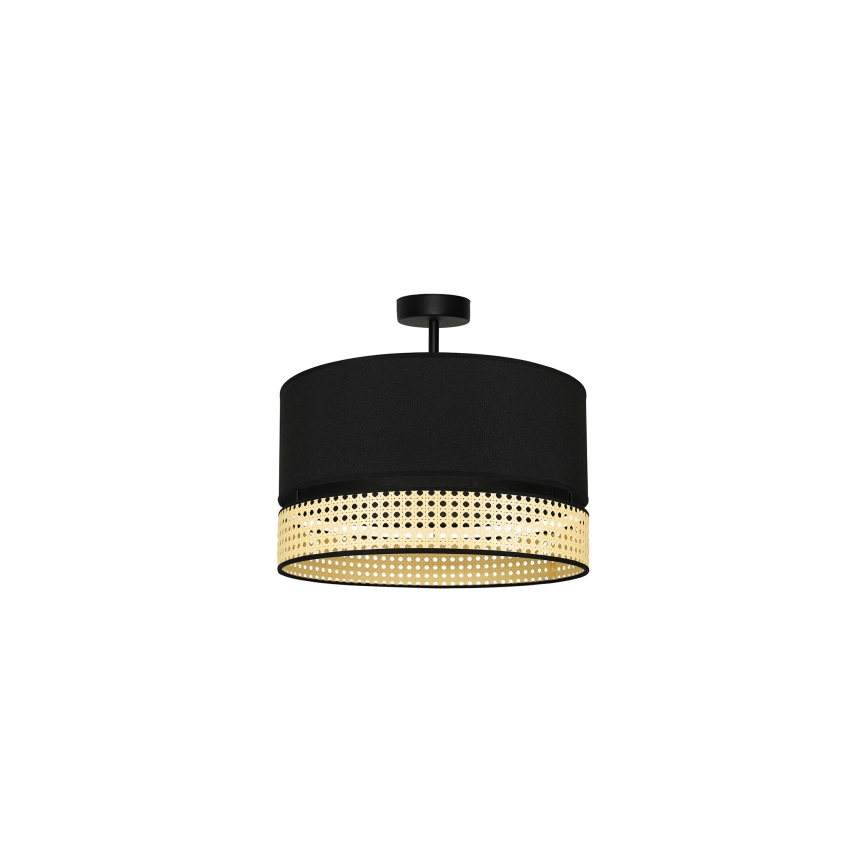 Duolla - Candeeiro integrado DOUBLE RATTAN 1xE27/15W/230V diâmetro 40 cm preto/bege