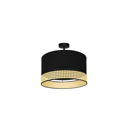Duolla - Candeeiro integrado DOUBLE RATTAN 1xE27/15W/230V diâmetro 40 cm preto/bege