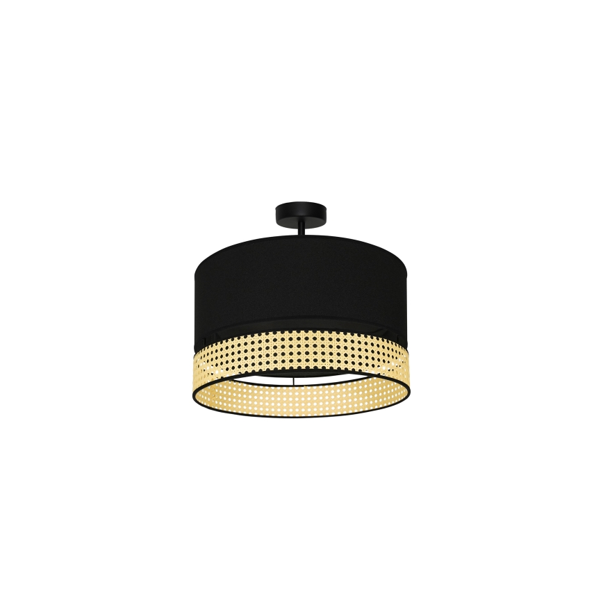 Duolla - Candeeiro integrado DOUBLE RATTAN 1xE27/15W/230V diâmetro 40 cm preto/bege