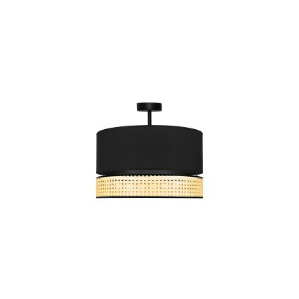 Duolla - Candeeiro integrado DOUBLE RATTAN 1xE27/15W/230V diâmetro 40 cm preto/bege
