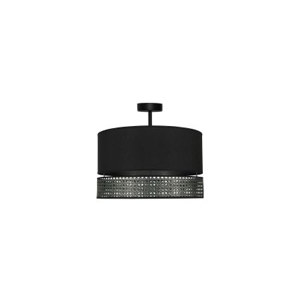 Duolla - Candeeiro integrado DOUBLE RATTAN 1xE27/15W/230V diâmetro 40 cm preto