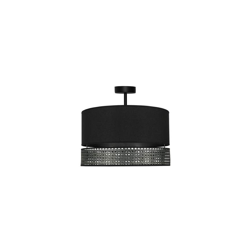 Duolla - Candeeiro integrado DOUBLE RATTAN 1xE27/15W/230V diâmetro 40 cm preto