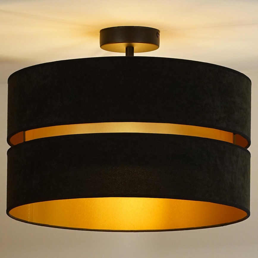 Duolla - Candeeiro integrado DUO 1xE27/15W/230V diâmetro 40 cm preto/dourado