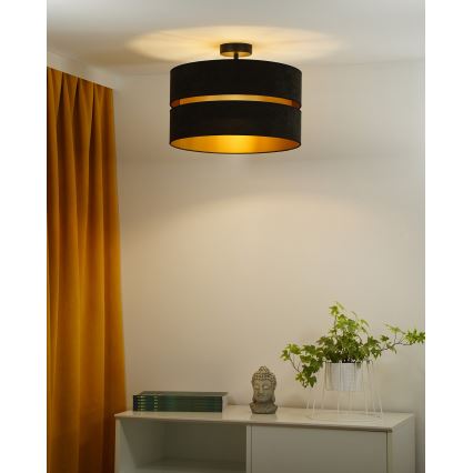 Duolla - Candeeiro integrado DUO 1xE27/15W/230V diâmetro 40 cm preto/dourado