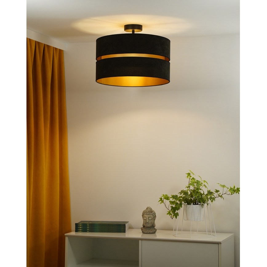 Duolla - Candeeiro integrado DUO 1xE27/15W/230V diâmetro 40 cm preto/dourado