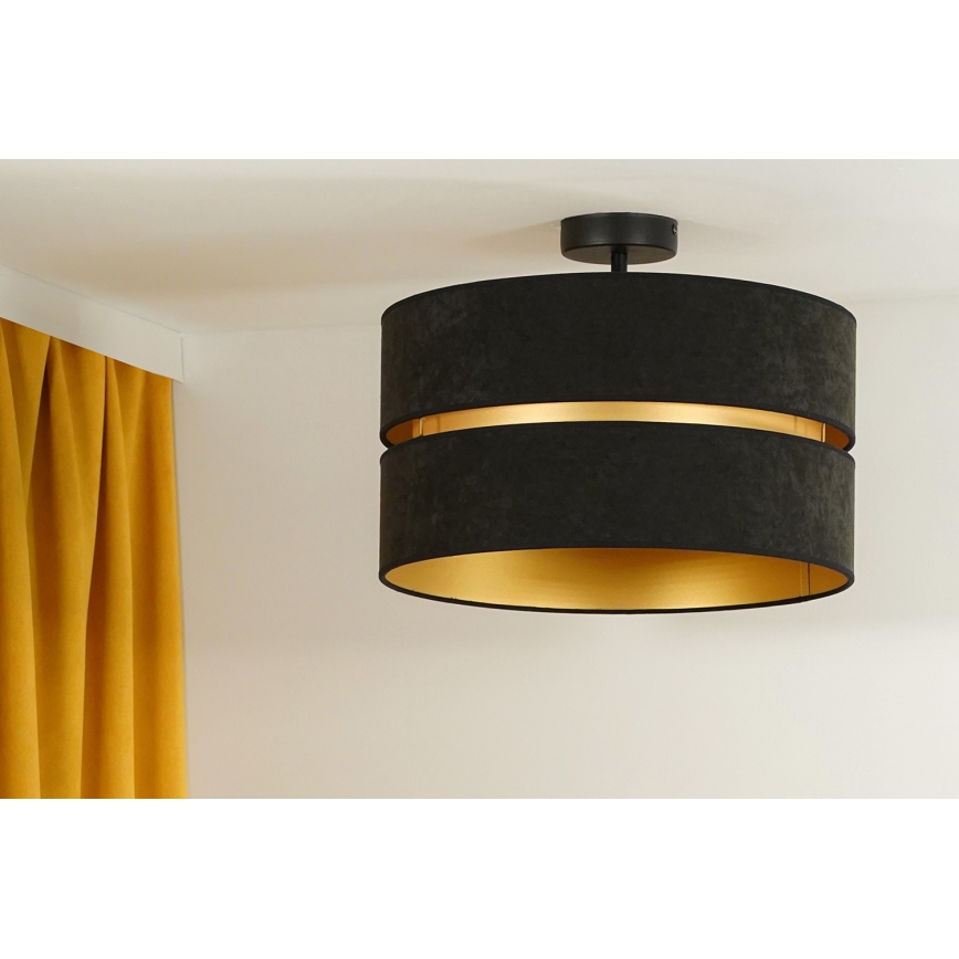 Duolla - Candeeiro integrado DUO 1xE27/15W/230V diâmetro 40 cm preto/dourado