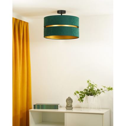 Duolla - Candeeiro integrado DUO 1xE27/15W/230V diâmetro 40 cm verde/dourado