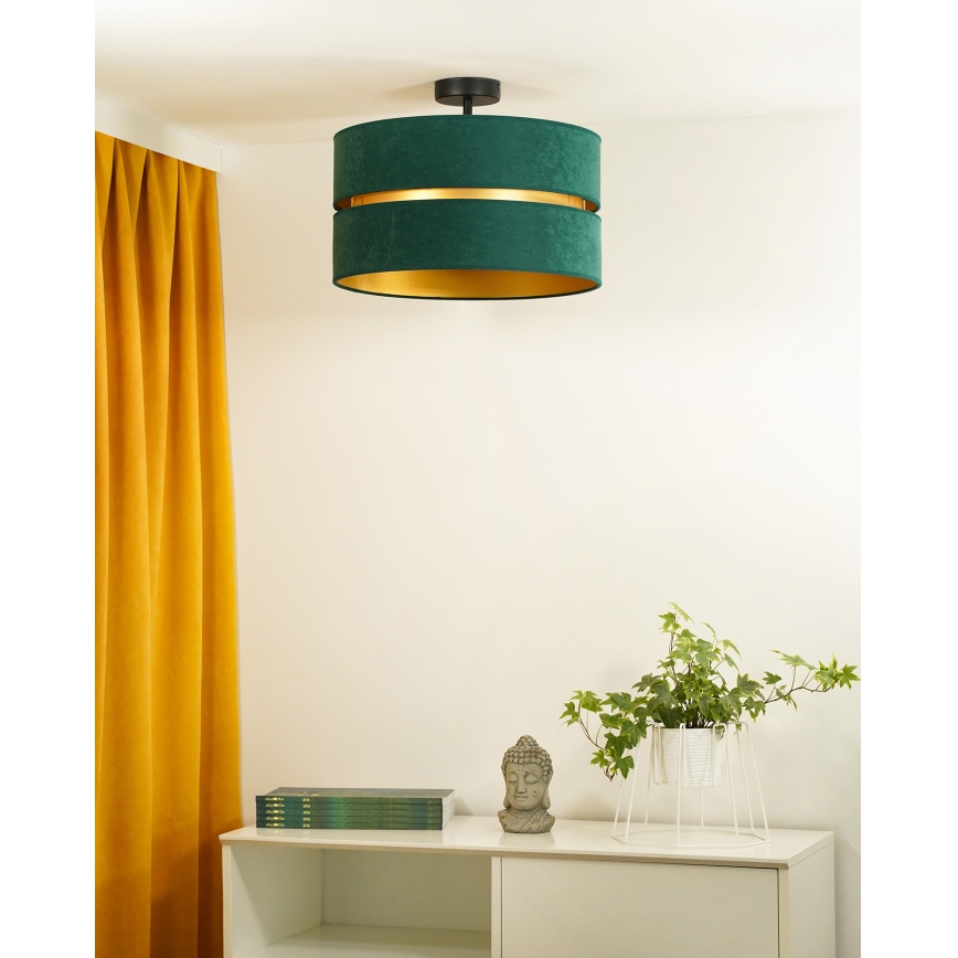 Duolla - Candeeiro integrado DUO 1xE27/15W/230V diâmetro 40 cm verde/dourado